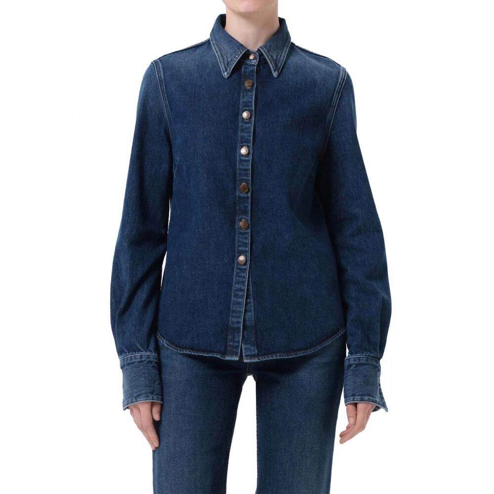 NEW AGOLDE talia long sleeve denim shirt in episode